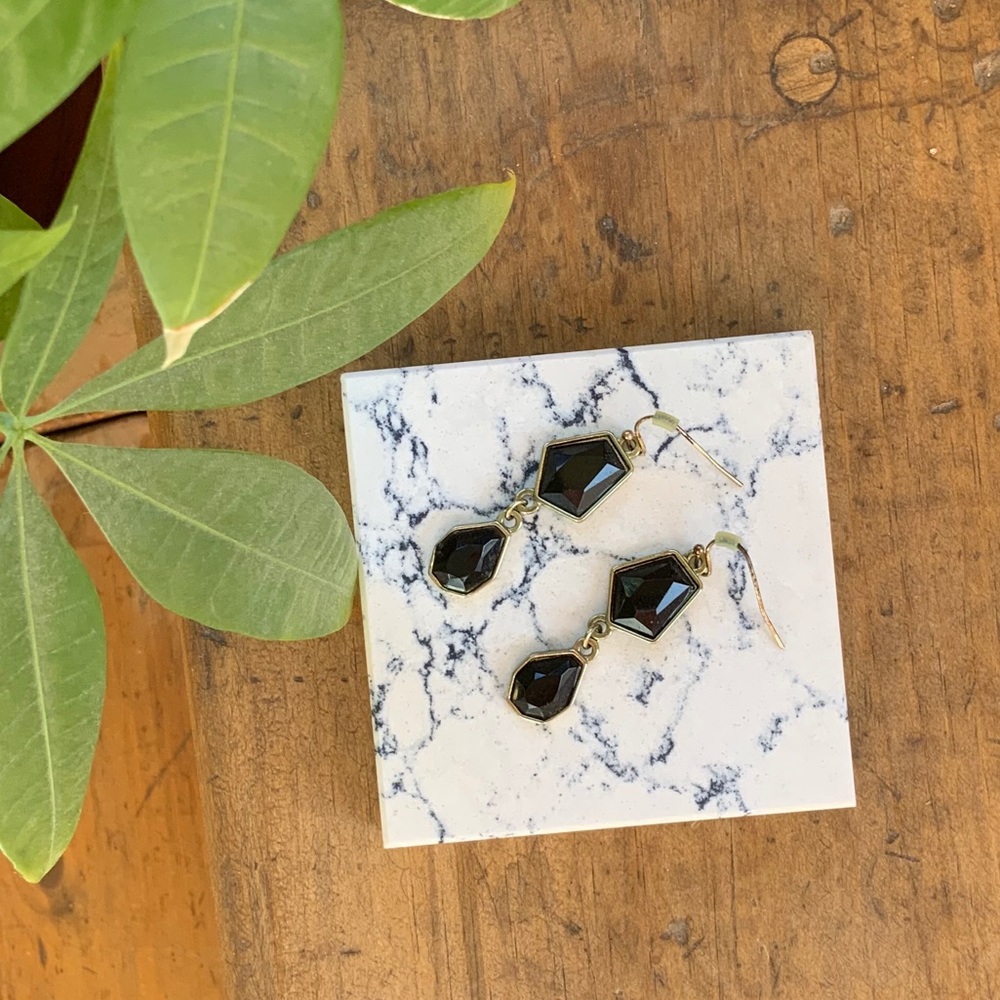 Black Geometric Dangly Earrings